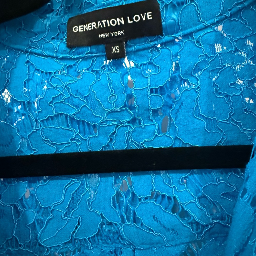 Generation Love Blue Lace Button Front Shirt - Picture 2 of 7